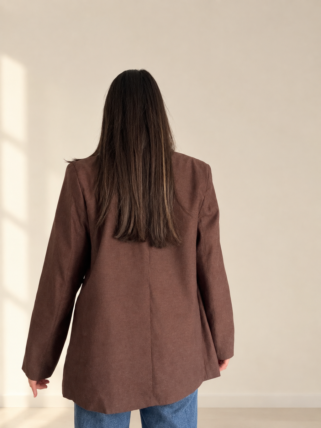 Blazer croisé marron effet daim RINES