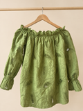 Blouse Verte Brodée – Broderies Vert Kaki