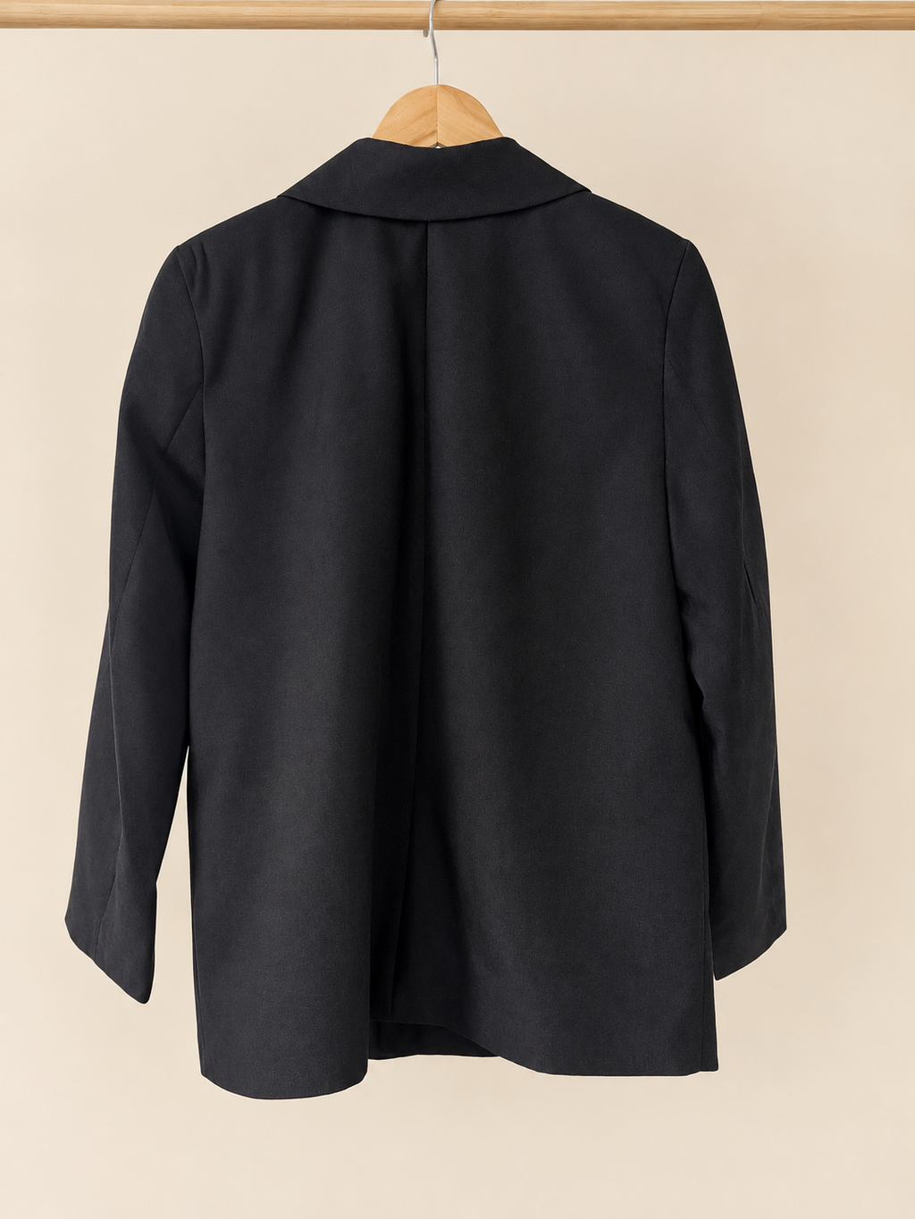 Blazer Croisé Noir Effet Daim – Double Boutonnage