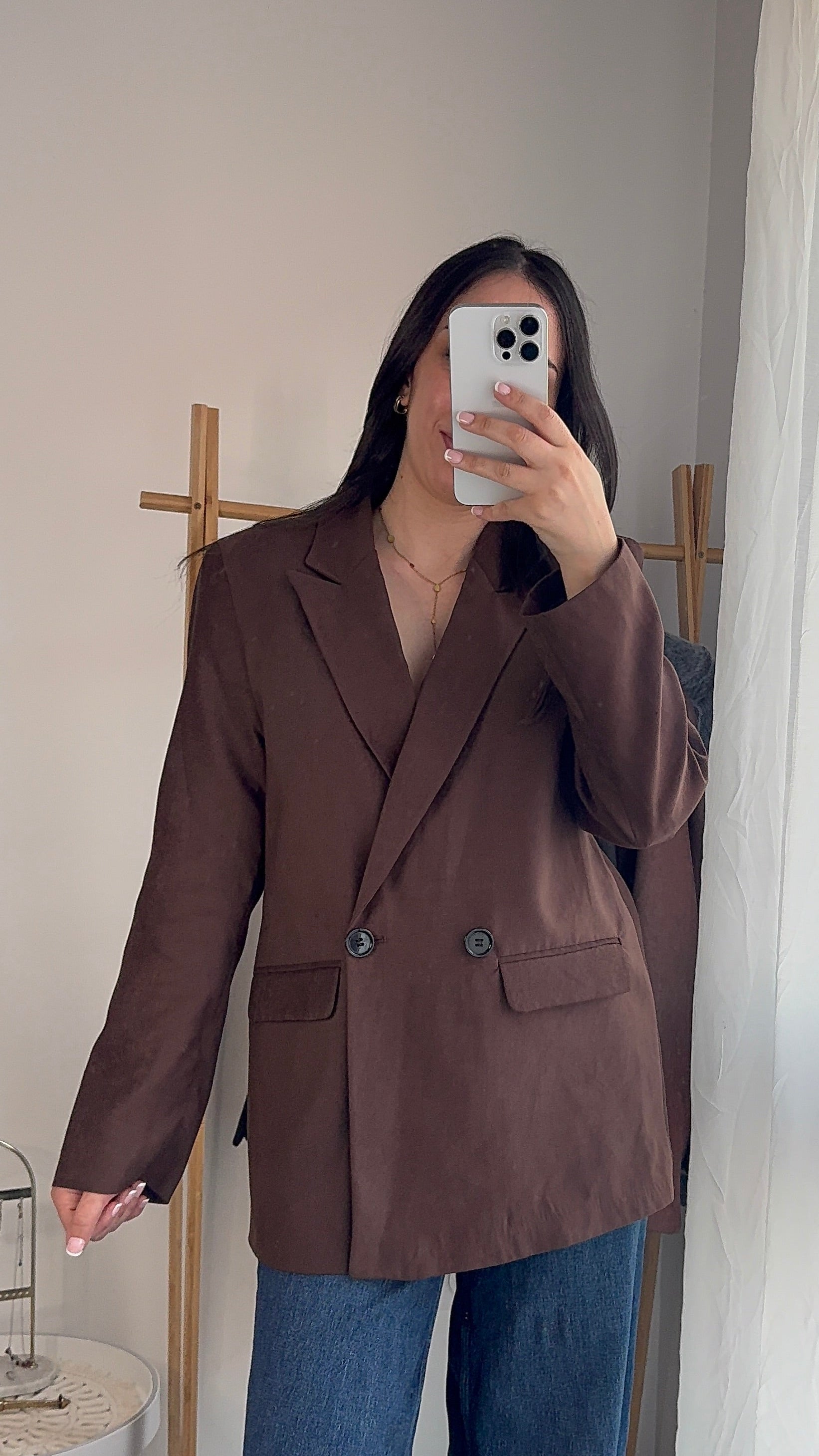 Le Blazer Signature Marron Effet Daim