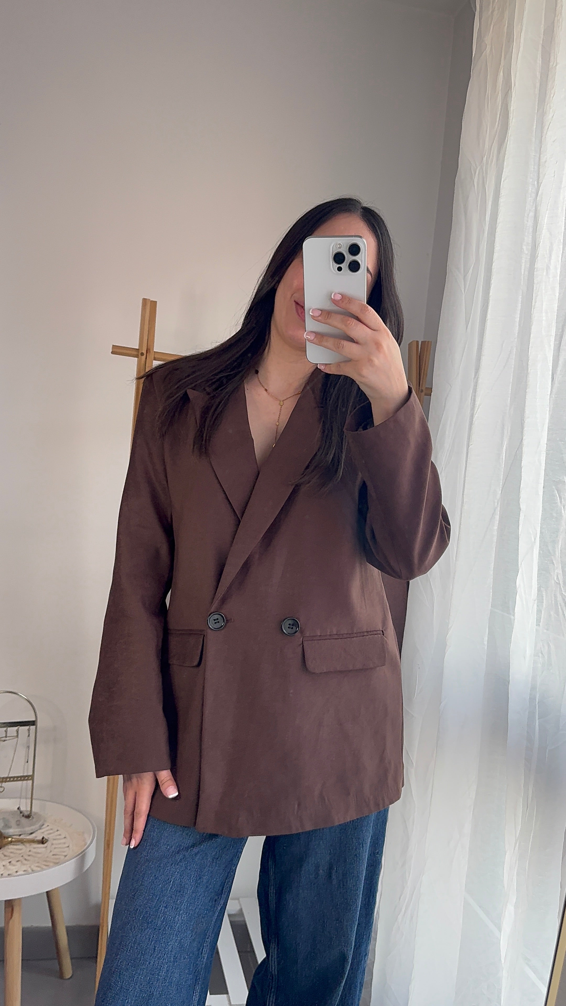 Le Blazer Signature Marron Effet Daim