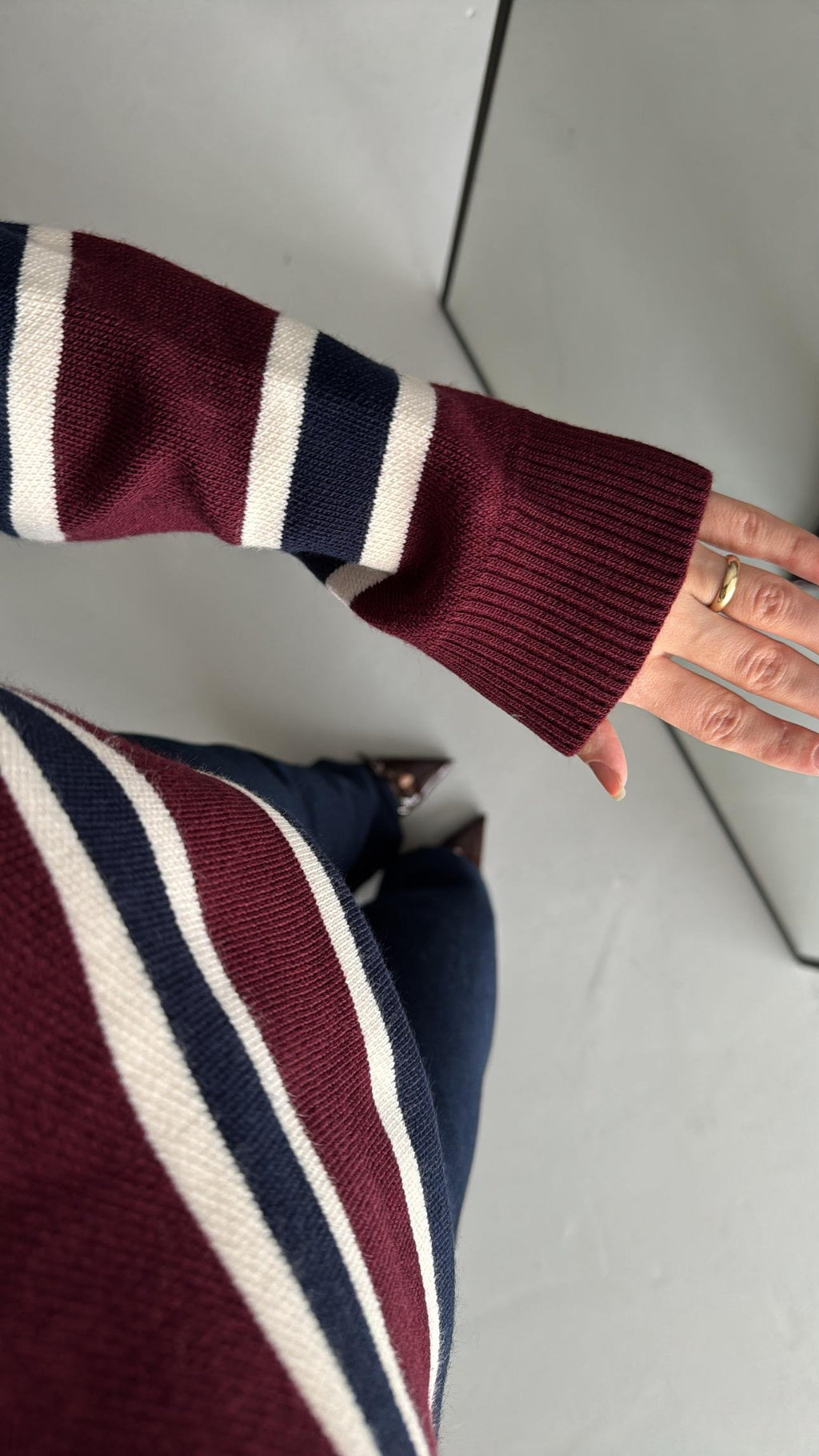 Pull Élégance Rayé à Col Polo