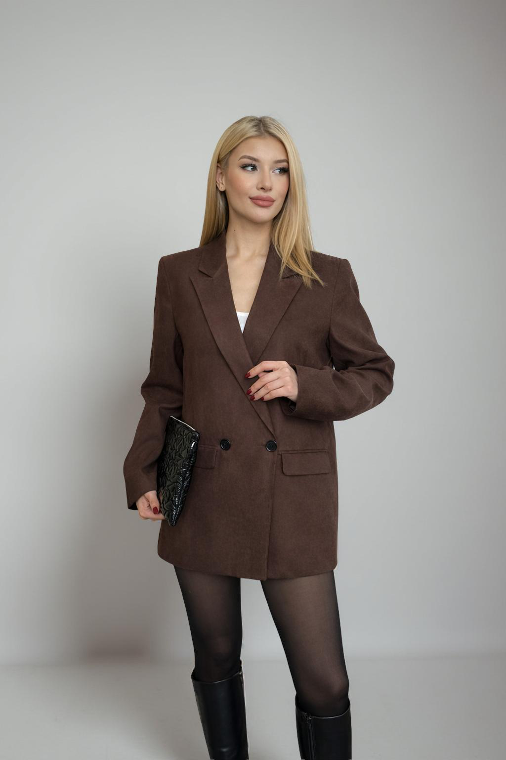 Le Blazer Signature Marron Effet Daim