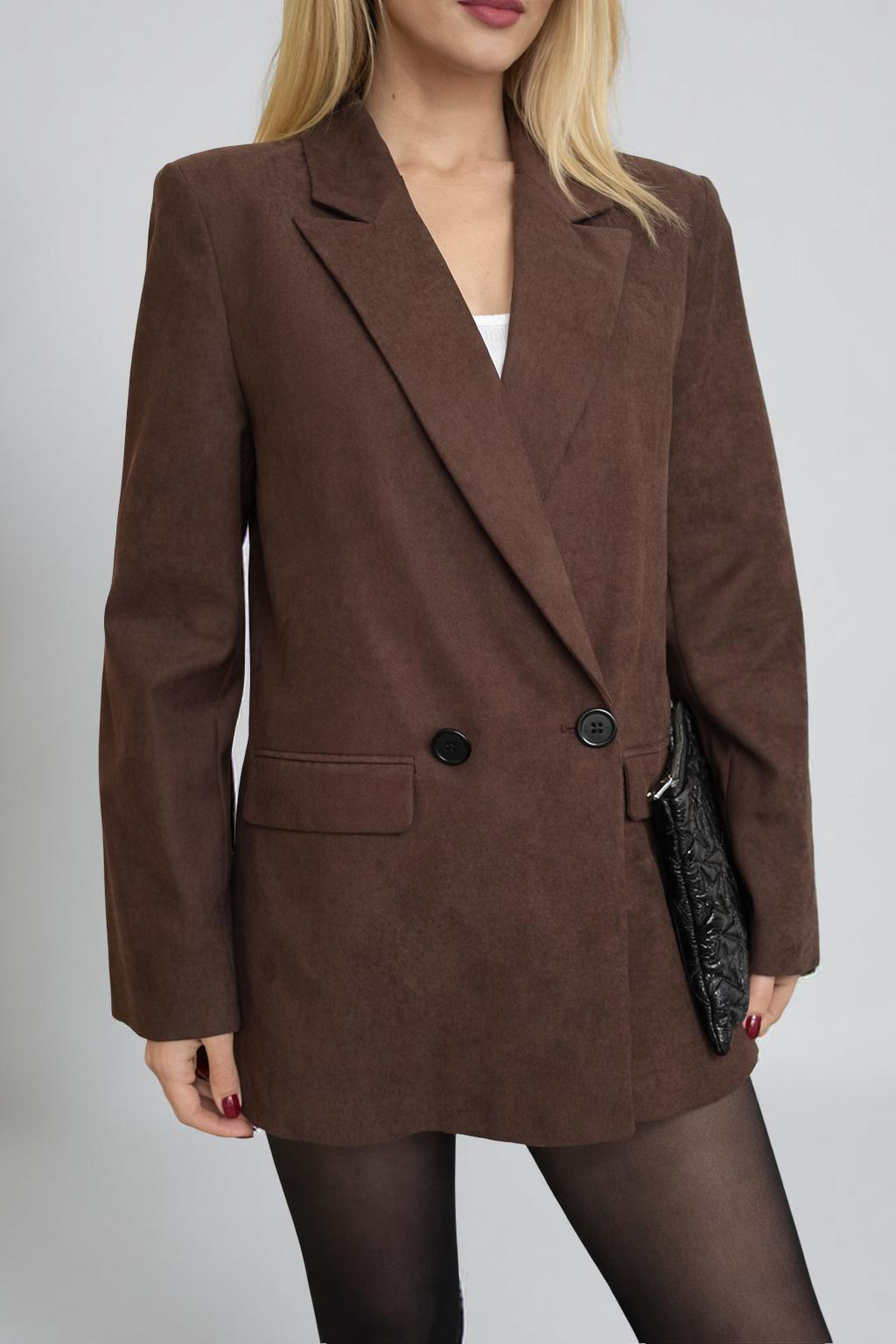 Le Blazer Signature Marron Effet Daim