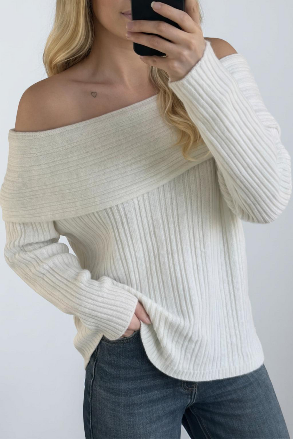 Pull Bardot Intemporel en Maille Côtelée