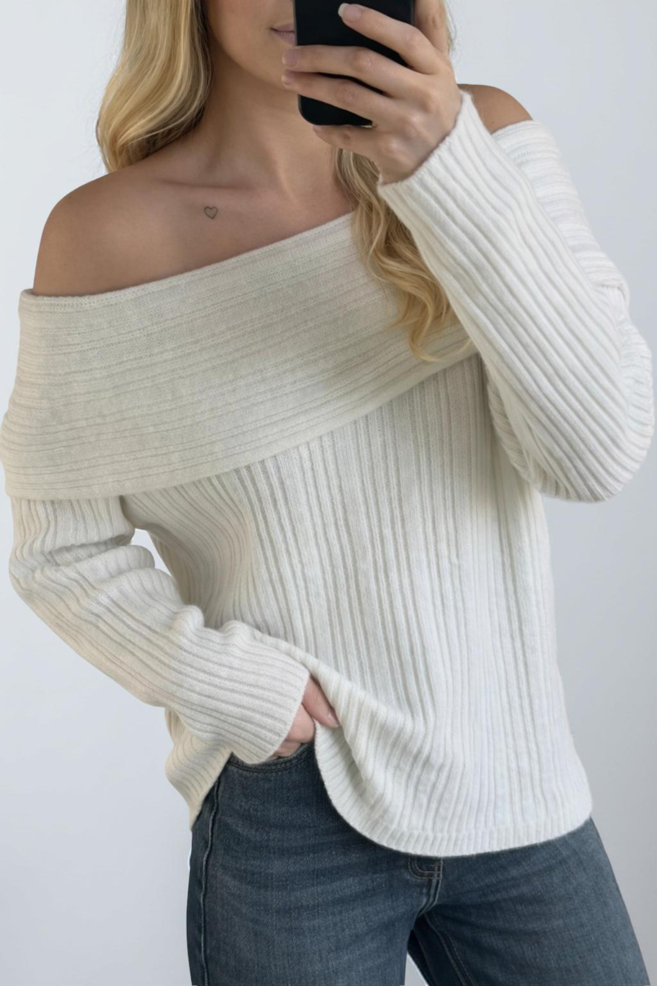 Pull Bardot Intemporel en Maille Côtelée